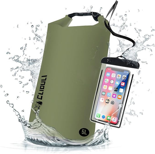 Waterproof Dry Bag, Roll Top Green Small Waterproof Backpack by Cliduli