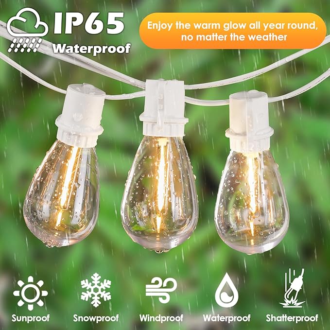 Larkvue 192FT LED Outdoor String Lights, Linkable Patio Light - Image 2