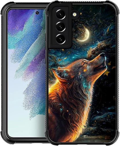 for Samsung Galaxy S21 Case, Star Cave Hungry Wolf Pattern Graphic Design Girl by FKBRCL4U