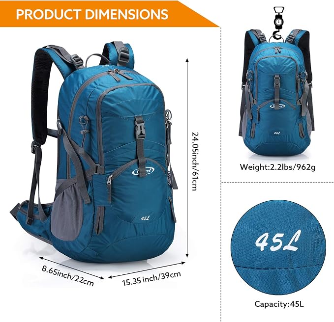 G4Free 45L Hiking Travel Backpack Waterproof - Image 2