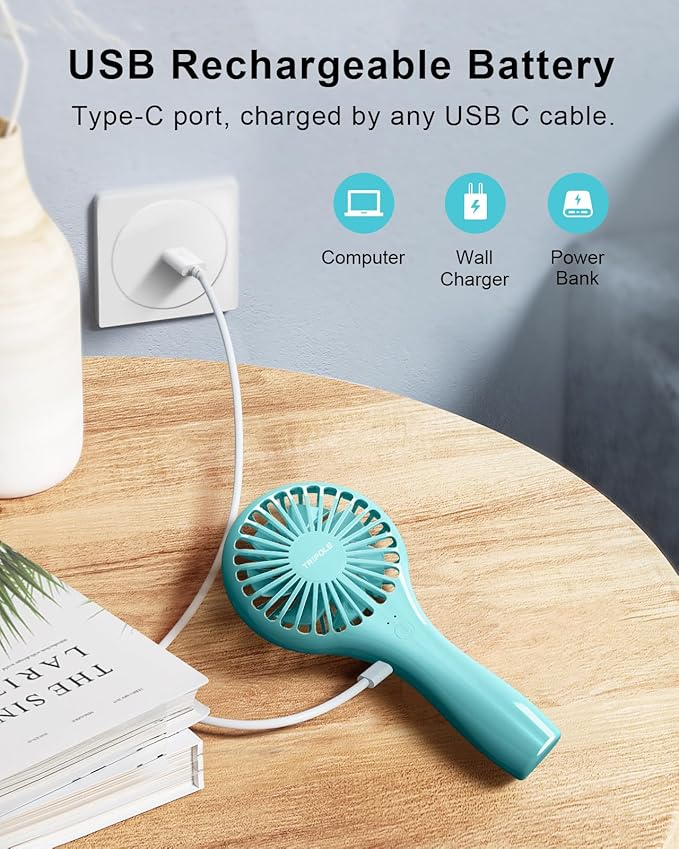 TriPole Mini Handheld Fan Battery Operated Small Personal Portable Fans Speed - Image 6