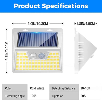 Peasur Solar Powered Lights Outdoor Motion Sensor, 2 Pack 140 LED Fence Light - Image 6