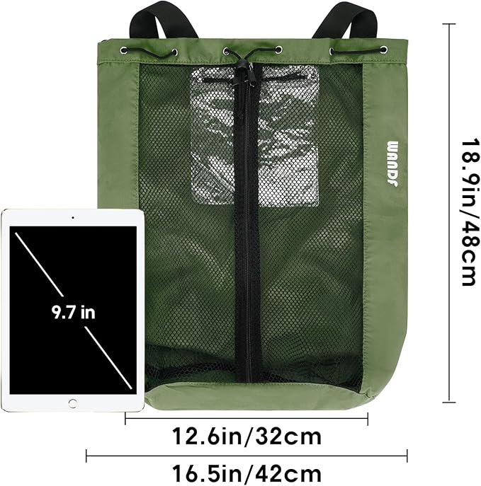 WANDF Swim Bag Mesh Drawstring Backpack Beach Backpack - Image 8