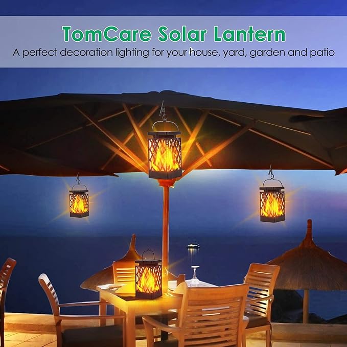 TomCare Solar Lights Outdoor Flickering Flame Solar Lantern Outdoor Waterproof - Image 7