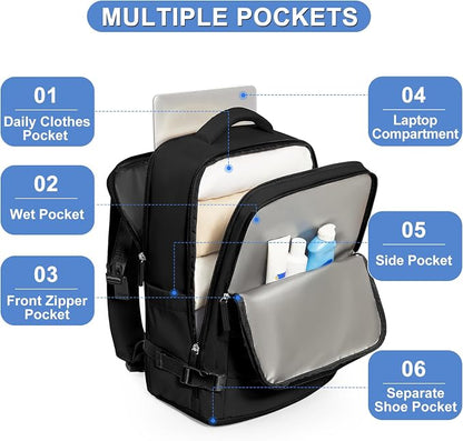 coofay Large Travel Backpack For Women Airline Approved Carry On Waterproof - Image 4