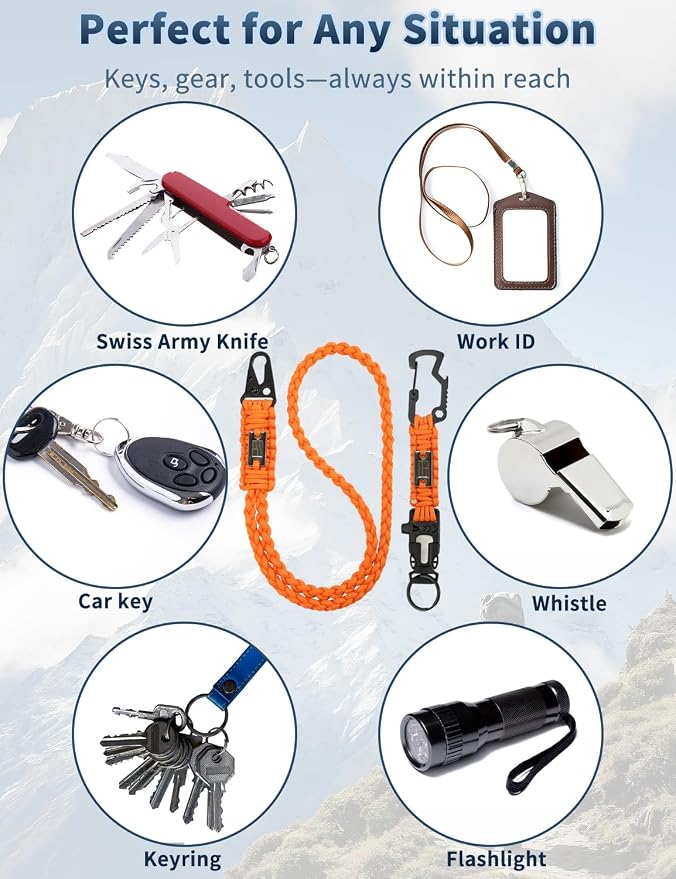 DDOUT Heavy Duty Paracord Lanyard 550 Paracord Braided Keychain - Image 5