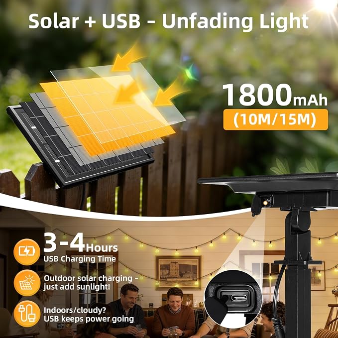 Solar Lights Outdoor Waterproof: G40 10M 33FT Shatterproof Bulbs Patio Lights - Image 3
