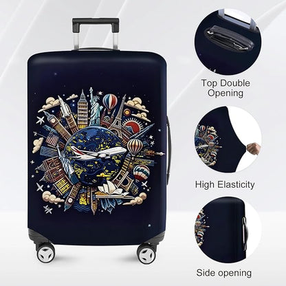 ANNA QUEEN Travel Globe Airplane Luggage Cover -Stretchable Airplane Suitcase - Image 2