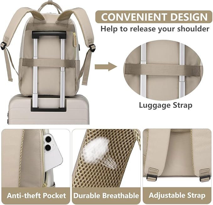 Backpack for Women Laptop Bag: Work Travel Backpacks Fits 17 inch Computer - Image 5