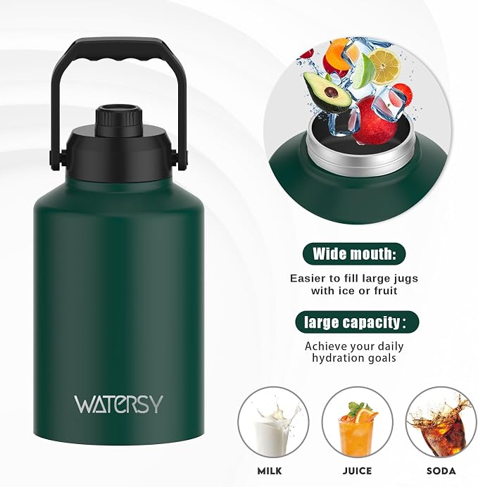 WATERSY Half Gallon Water Bottle Insulated, BPA Free&Leak Proof, 64oz Stainless - Image 5