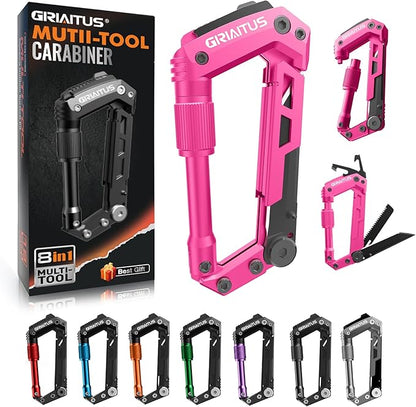 Multitool Carabiner with Pocket Knives, EDC Carabiners, Folding Serrated Knife by GIRIAITUS