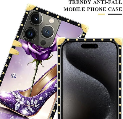 Compatible with iPhone 16 Pro Max Case, High Heeled Purple Diamond Rose Luxury - Image 4