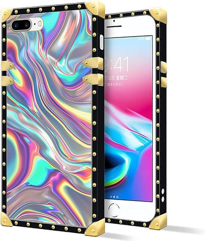 Compatible with iPhone 8 7 SE Case, Holographic Abstract Iridescent Textures by Unknown