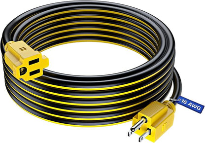 Maximm 30 Ft Black and Yellow Extension Cord, Heavy Duty 3-Prong Outdoor Power by MaximmCable