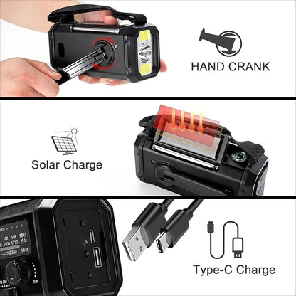 10000mAh Emergency Weather Radio, Portable FM/AM/NOAA Battery Powered Survival - Image 3