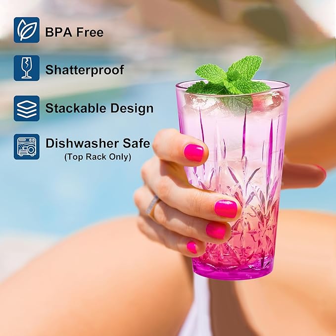 Lily's Home 18oz Unbreakable Premium Drinking Tumblers Set of 4, BPA-Free - Image 3