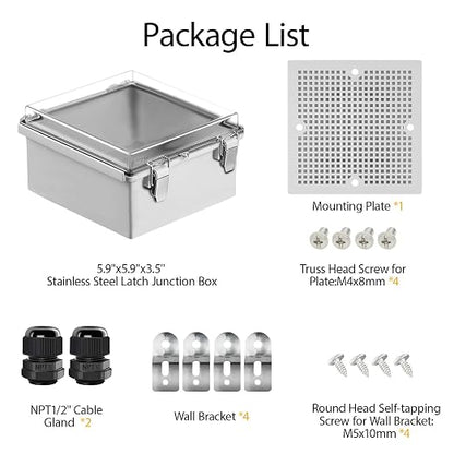LeMotech Electrical Box, IP67 Waterproof Hinged Clear Cover Stainless Steel - Image 9