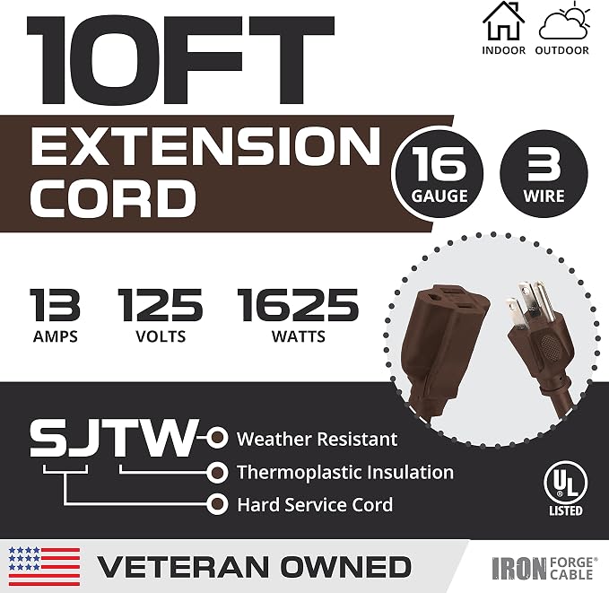 Iron Forge Cable Outdoor Brown Extension Cord 10 ft - Image 2