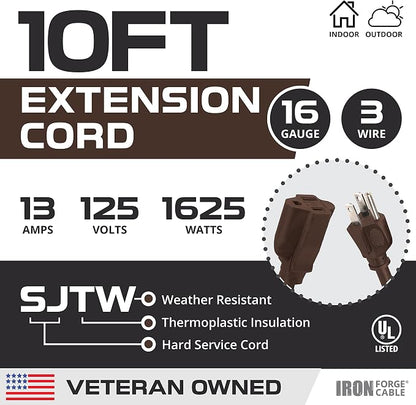 Iron Forge Cable Outdoor Brown Extension Cord 10 ft - Image 2