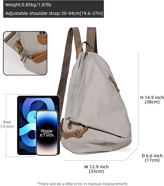 KL928 Canvas Vintage Backpack – Large Casual Daypack Outdoor Travel Rucksack - Image 2