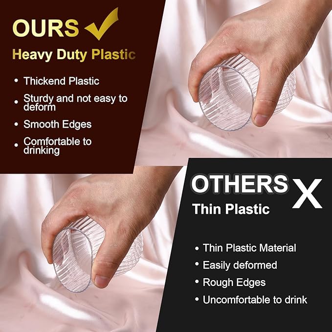 Lueumxc 20 Pack Plastic Ribbed Wine Glasses, 14Oz Origami Disposable Wine - Image 3
