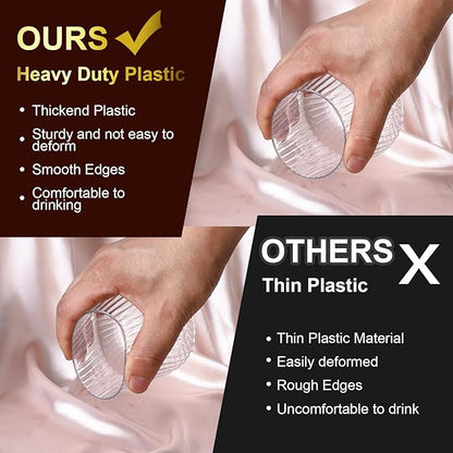 Lueumxc 20 Pack Plastic Ribbed Wine Glasses, 14Oz Origami Disposable Wine - Image 3