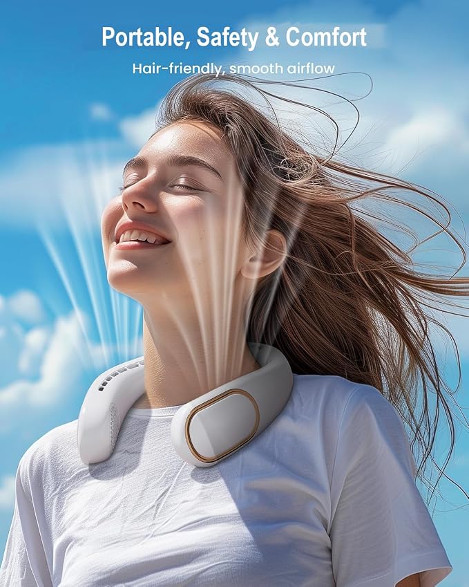 SHEWIND Portable Neck Fan - 5000mAh Rechargeable Hands-Free Wearable Fan | 4 - Image 2
