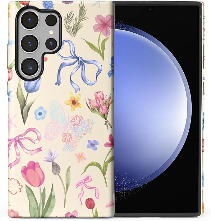 for Samsung Galaxy S23 Ultra Case, HL2 Aesthetic Flower Preppy Collage Hybrid 2 by Unknown