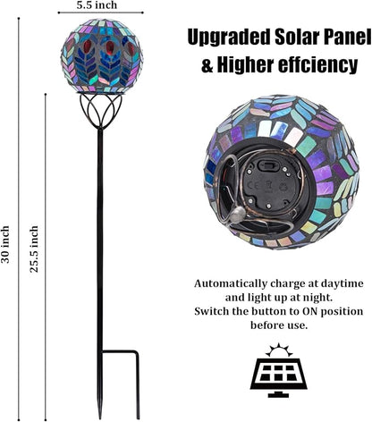 VCUTEKA Solar Lights Outdoor Garden Decor Mosaic Solar Garden Lights Waterproof - Image 3