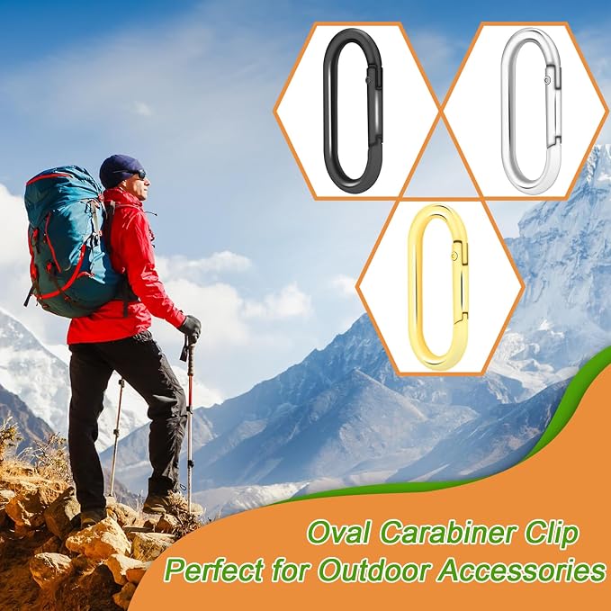 CooBigo 10Pack Oval Large Carabiner Clip, Metal Spring Carabiner Clips - Image 5