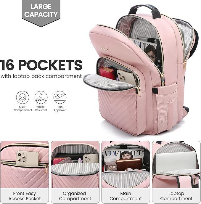 LOVEVOOK Laptop Backpack for Women 17.3 inch, Cute Womens Travel Backpack Purse - Image 2