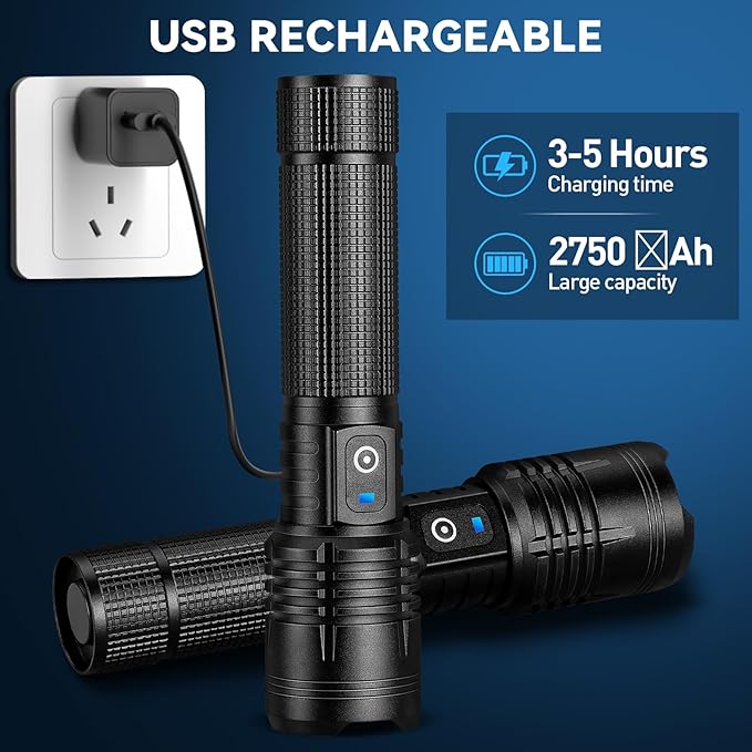 Kmivo Flashlight Rechargeable LED High Lumens, 000 Lumens Super Bright Flash - Image 3