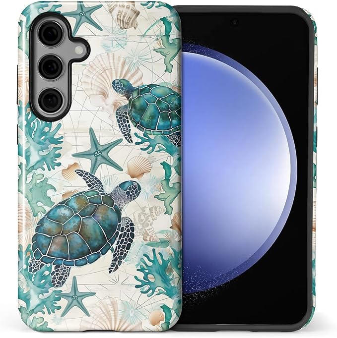 for Samsung Galaxy S25 Plus Case, HL2 Ocean Sea Turtle Nautical Map Hybrid 2 by Unknown