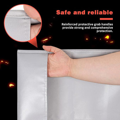 Emergency Fireproof Cloak with Hood – Silver Silicone Coated Fiberglass Fire - Image 5