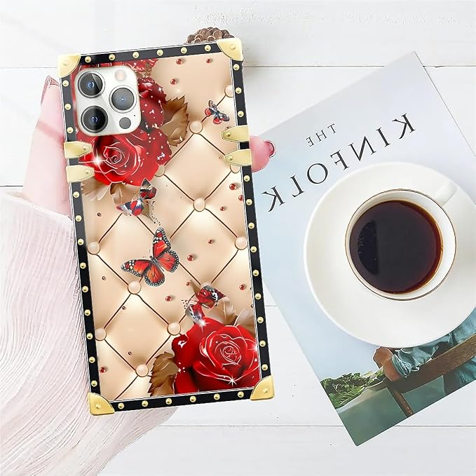 Compatible with iPhone 11 Pro Max Case, Shining Red Rose Butterfly Leather - Image 7