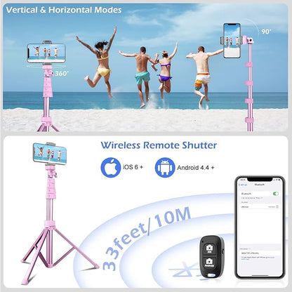 Sensyne 62" Phone Tripod & Selfie Stick, Extendable Cell Phone Tripod Stand - Image 6