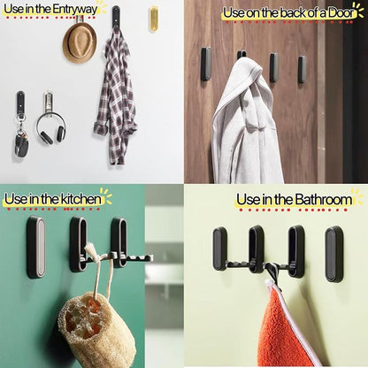 2 Pack Folding Wall Hooks, Foldable Black Coat Hooks - Image 6