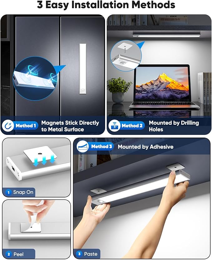 Under Cabinet Lights, 3200mAh Magnetic Dimmable Closet Lights, 6500K Wireless - Image 4