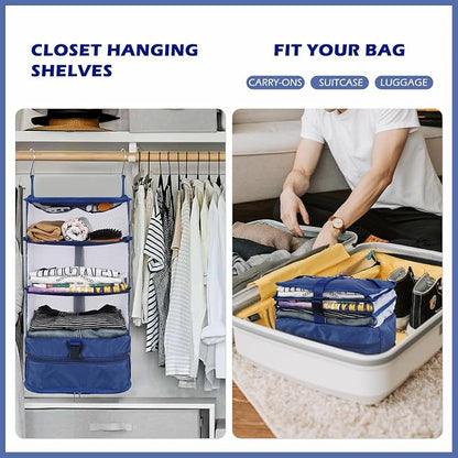 Surblue Hanging 3-Shelf Closet Organizer Pocket Collapsible Washable Oxford - Image 2