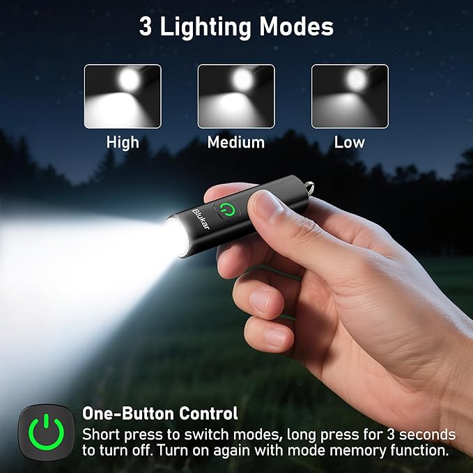 Blukar 2 Pack Rechargeable EDC Flashlight, 360L Mini Keychain Flash Light - Image 4