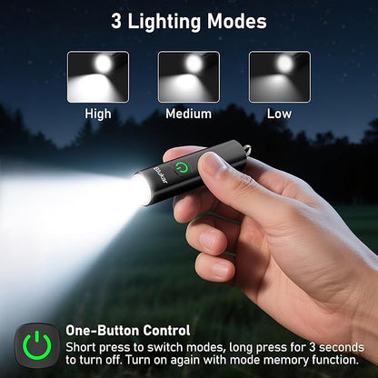 Blukar 2 Pack Rechargeable EDC Flashlight, 360L Mini Keychain Flash Light - Image 4
