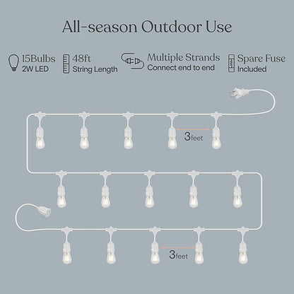 Brightech Ambience Pro Waterproof LED Outdoor String Lights, 48 Ft, Dimmable - Image 3