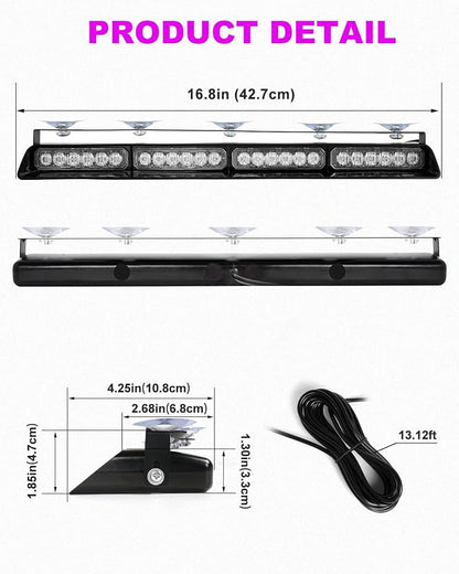 HLauto 6Z4J Emergency Dash Strobe Lights: 2x16.8 inch Purple White Safety Lights - Image 8