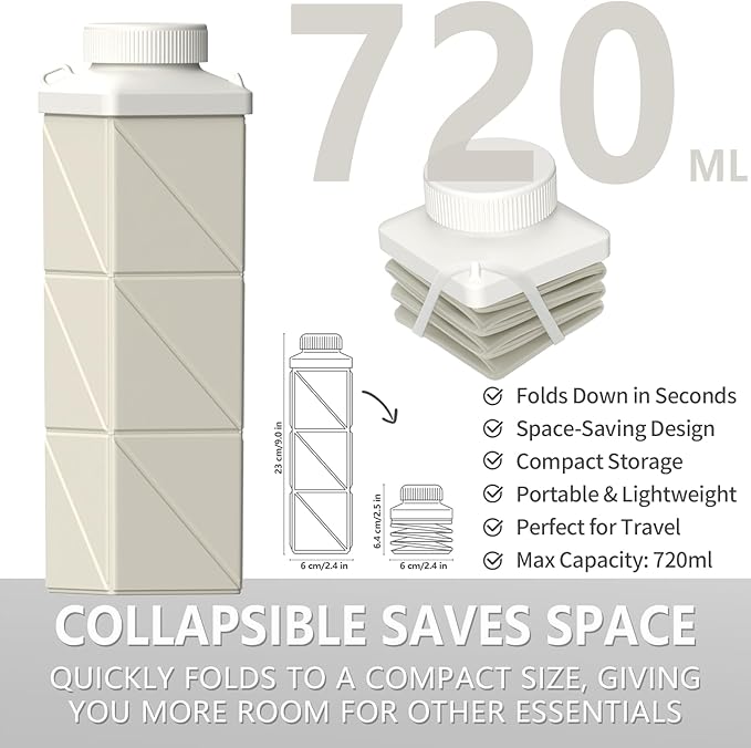 BEAUTAIL Collapsible Water Bottles 24.3oz, Foldable Travel Water Bottle - Image 2