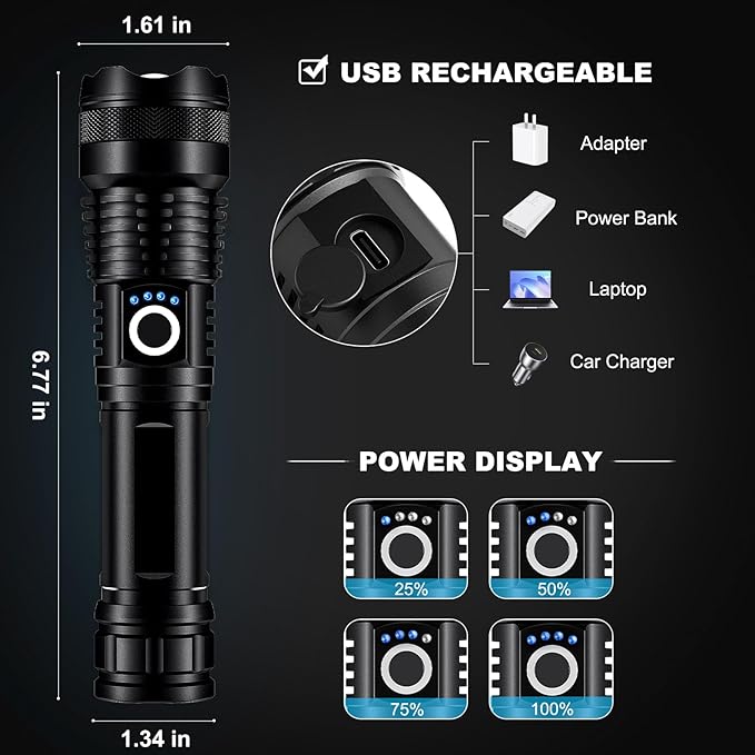 Lylting 4 Pack Rechargeable LED Flashlights High Lumens, 000LM Super Bright - Image 5