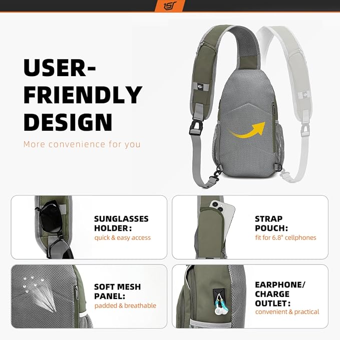 SKYSPER Sling Bag RFID Crossbody Sling Backpack Cross Body Shoulder Bag Travel - Image 4