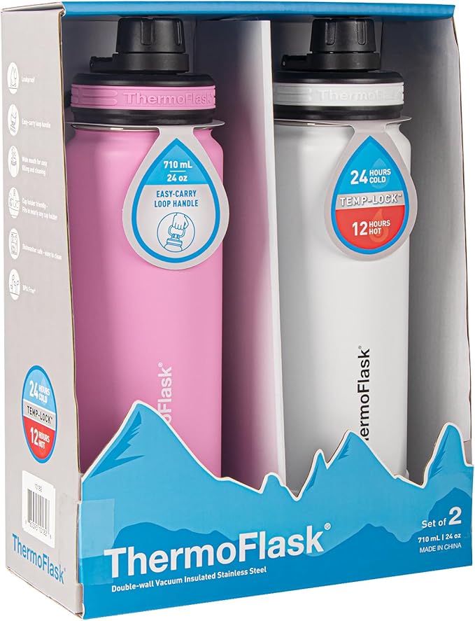 ThermoFlask Stainless Steel Water Bottles 2-Pack - Image 2