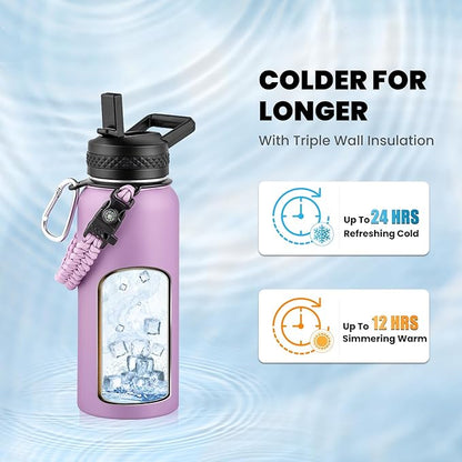 RAYMYLO Insulated Water Bottle 32 oz, Triple Wall Vacuum Stainless Steel - Image 2