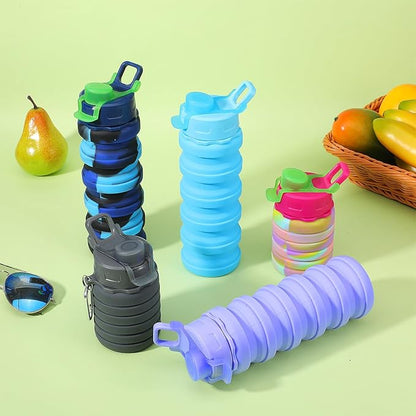 5 Pack Foldable Water Bottles, 16 oz Silicone Reusable Foldable Water Bottle - Image 6