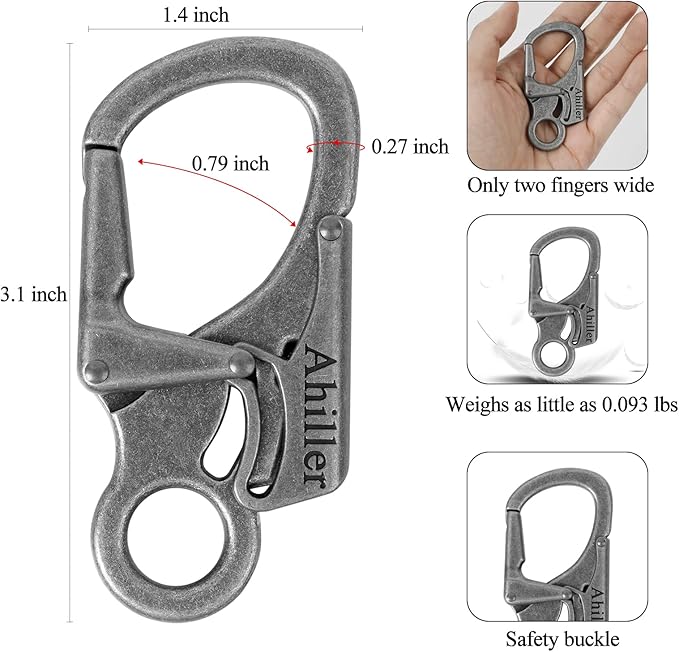Ahiller Carabiner Clip, Double Anti-Misopening Locking Design, Key Ring Clip - Image 2